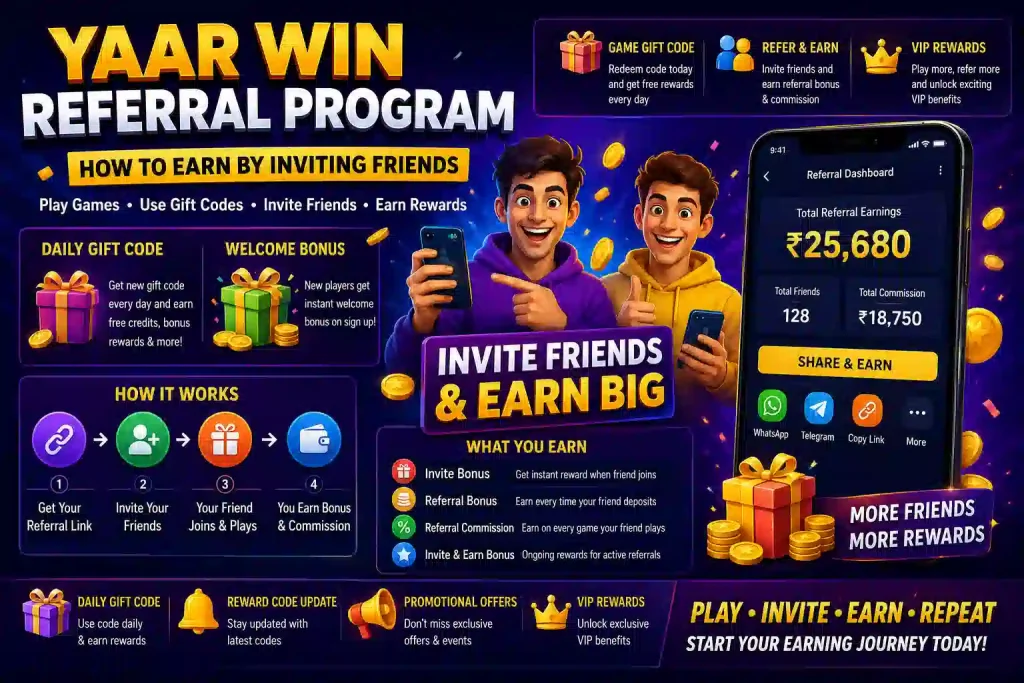 Yaar Win Earn Free Credits and Referral Bonus